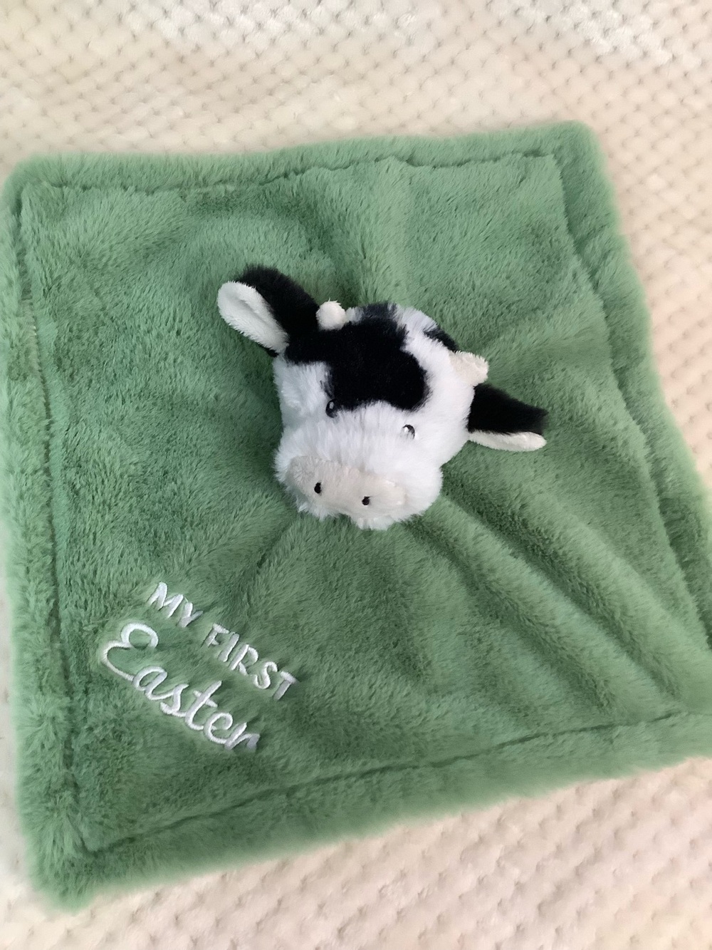 Dan Dee International Green Cow Lovey Rattle My First Easter Stuffed Animal Toy